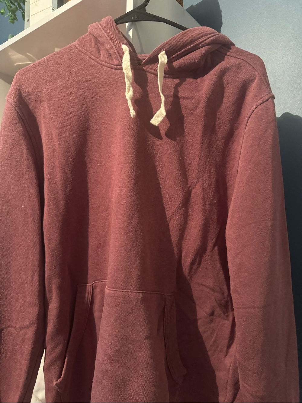 Sonoma Men's Rose-Mauve Hooded Sweatshirt with Cream Drawcords